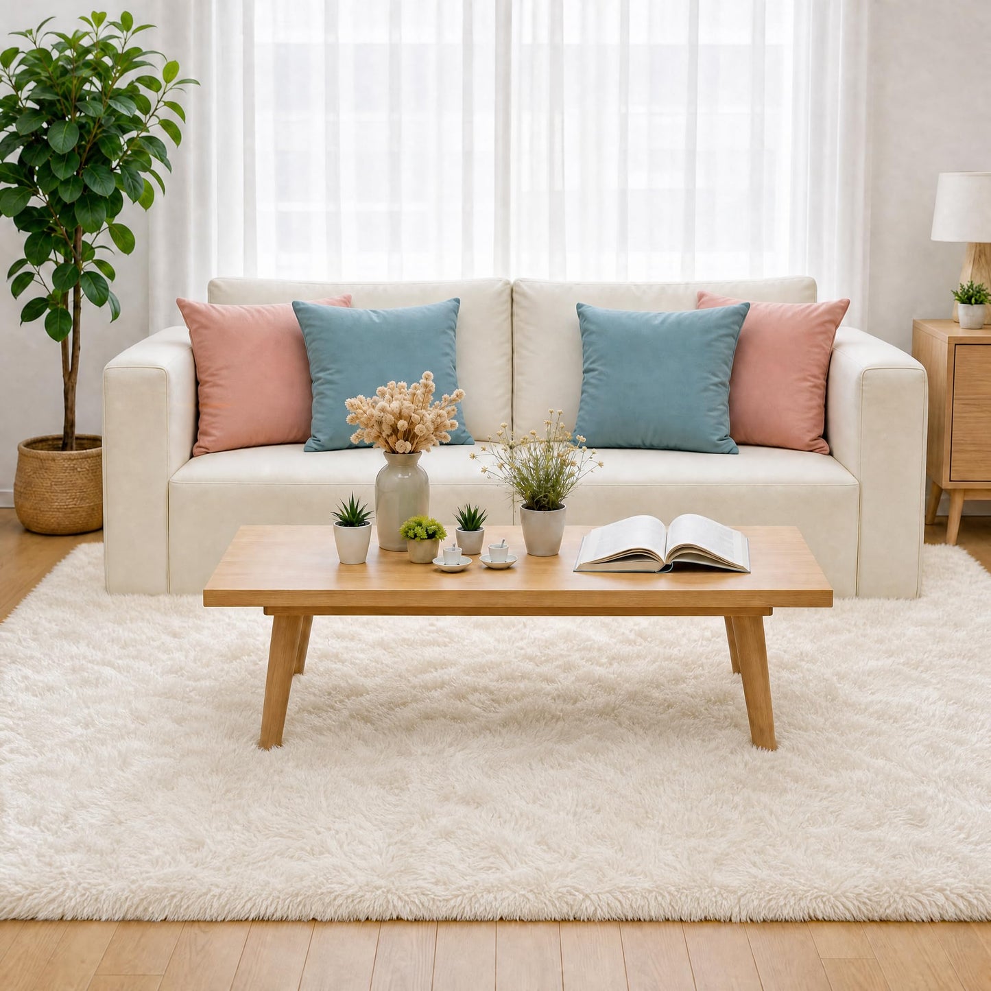 LOCHAS Ultra Soft Indoor Modern Area Rugs Fluffy Living Room Carpets for Children Bedroom Home Decor Nursery Rug 4x6 Feet, White