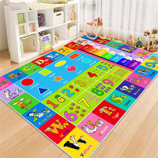 MLLgYq Kids Alphabet Play Game Rug - 6'x9' ABC Numbers and Shapes Educational Learning Toddler Carpet - Kids Room Playroom Classroom Kindergarten Activity Fun Soft Non-Slip Mat