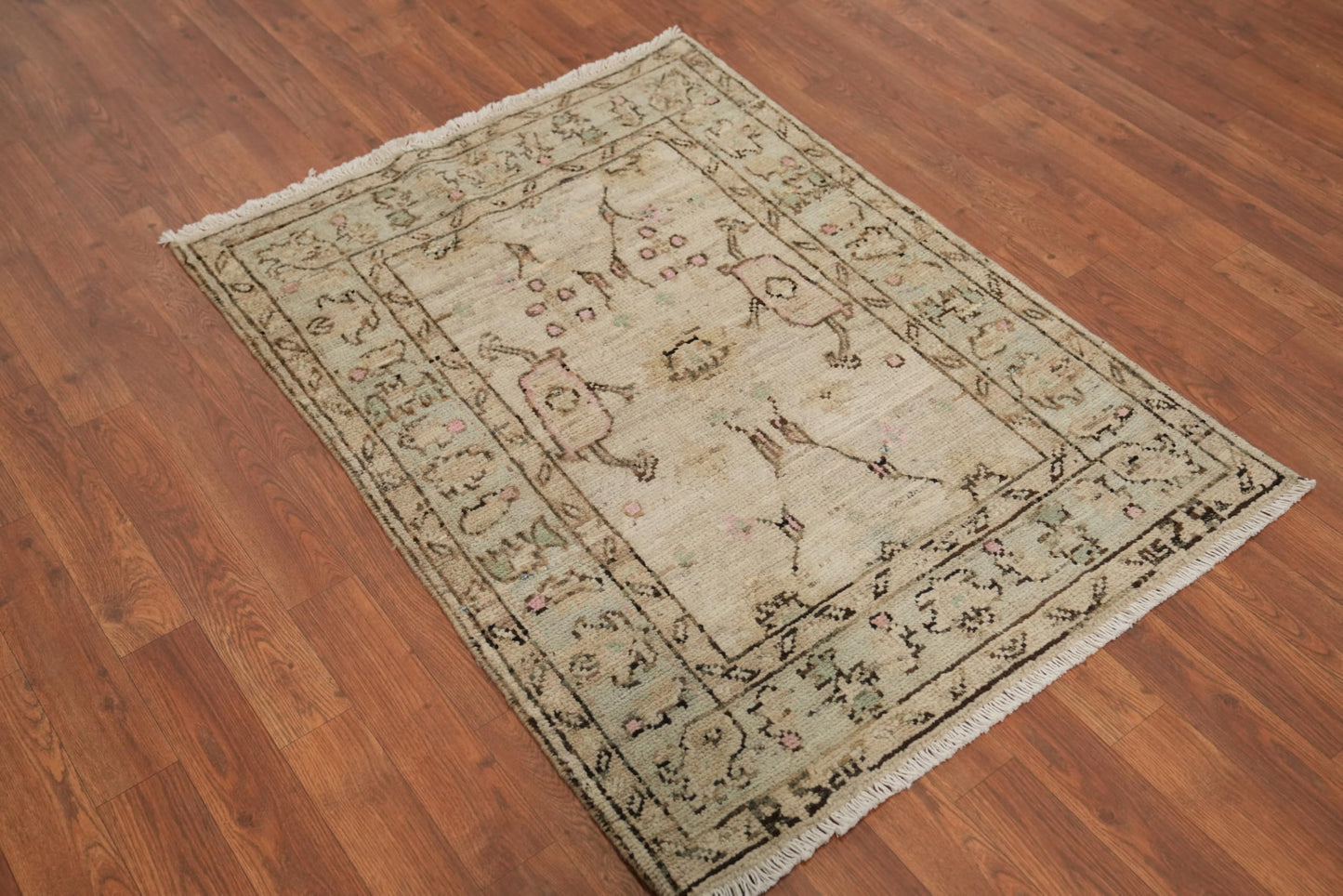 Rug Source Transitional Collection, 3x4 Oushak Rug, Hand Knotted Beige & Ivories All-Over Rug, Oriental 100% Wool Carpet for Foyer, Entryway and Hallway