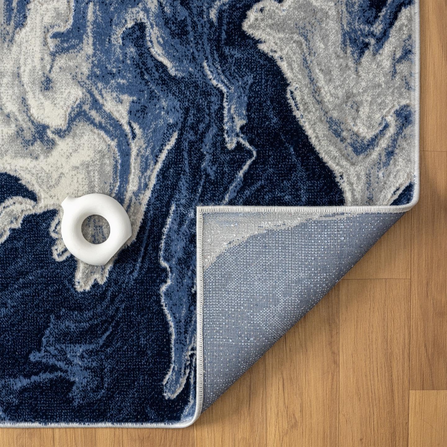 LUXE WEAVERS Marble Abstract Clouds Area Rug,Blue,6'X9'