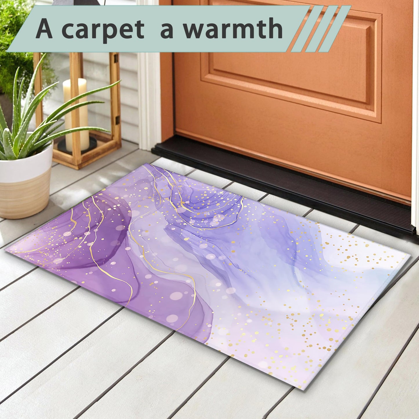 IGPPDO Door Mat, Gilded Violet Marble Front Door Mat 17''x30'', Doormats Indoor Entrance, Welcome Entry Mat,Outdoor Welcome Mat,Low-Profile Floor Rugs for Entry Patio