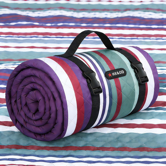 HX&OD Large Picnic Blanket Outdoor 80”x60” Waterproof Picnic Mat Foldable 3-Layer Camping Blanket Portable with Carry Strap Park Blanket for Grass(Red)