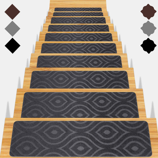 Stair Treads for Wooden Steps 15pcs - 8x30in Carpet Stairs Runner Indoor Non-Slip Stair Mats for Kids Elders and Pets
