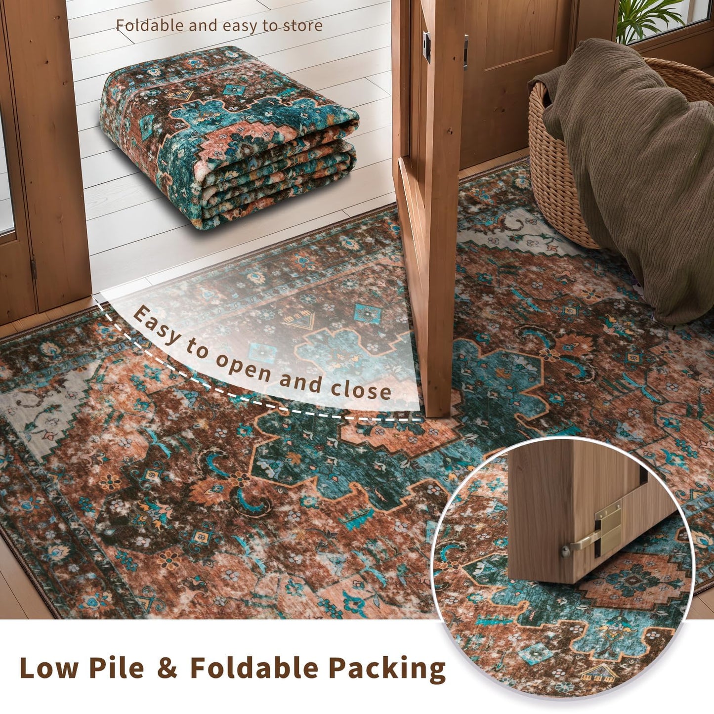 Ciicool Washable 2x3 Entry Rug, Small Rugs for Entryway Kitchen Bathroom Door Mat Indoor Entrance, Non Slip Rubber Backing, Stain & Fade Resistant,Oriental Low-Pile Throw Carpet