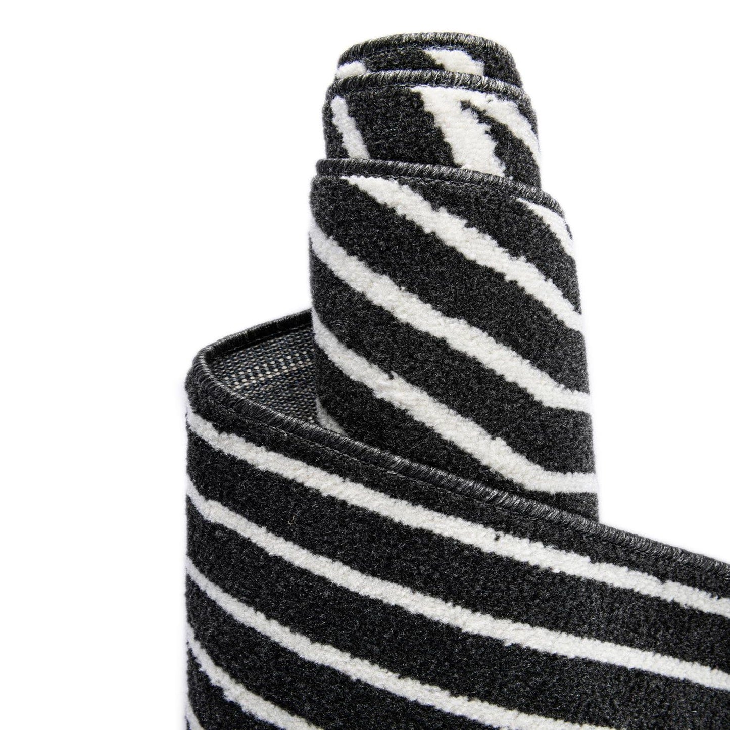 Rugs.com - Oslo Rug – 8 Ft Square Black Easy-Clean Area Rug – Bold Geometric Stripes, Perfect for Living Rooms, Bedrooms, and Home Offices