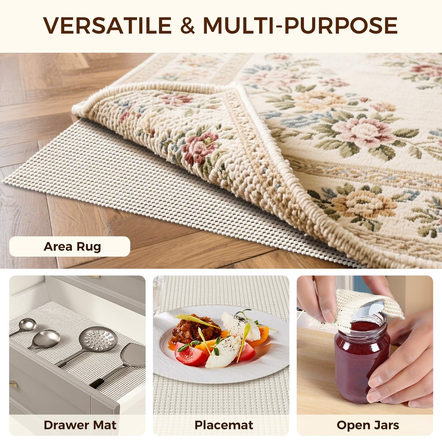 BAGAIL BASICS 8 x 10 FT Rug Pad Gripper for Hardwood Floors, Non Slip Rug Pads for Area Rugs, Extra Thick Under Rug Padding, Protect Your Rugs & Floors