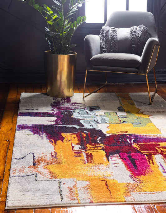 Unique Loom Estrella Collection Bright Colors, Geometric, Abstract, Modern Area Rug (6' 0 x 9' 0 Rectangular, Beige/Yellow)
