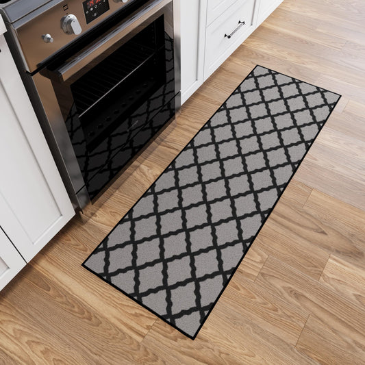 Ottomanson Hallway Runner Rug 20" x 59" Non Slip Trellis Area Rugs Easy to Clean Laundry Rug Runner Durable & Pet Friendly Floor Carpet Runners for Hallways Entryway Living Room Kitchen, Dark Gray