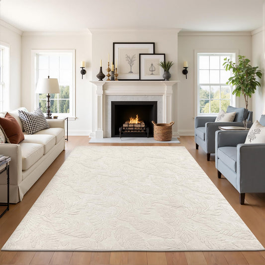 Pauwer Area Rugs for Living Room 5x7, Machine Washable Non Slip Neutral Boho Modern Rug, Soft Fluffy Carpet for Bedroom Dining Room Nursery Office Indoor Farmhouse, Beige