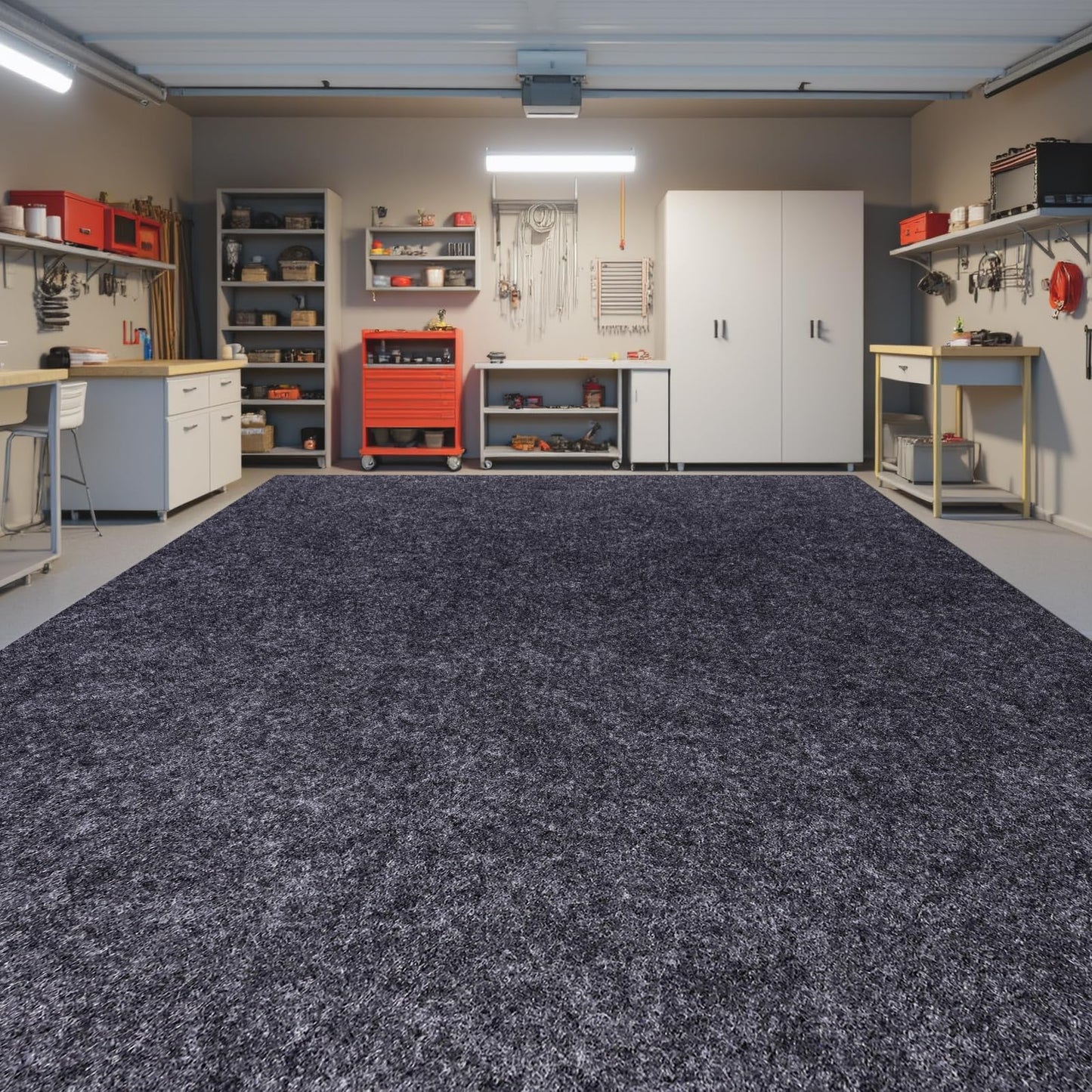 Evercomfy Garage Floor Mat, 7.4 x 17 Ft Waterproof Mat with Non-Slip Backing, Reusable Absorbent Surface, Easy Clean Floor Protector Oil Spill Mats for Garage, Driveway, Workshop