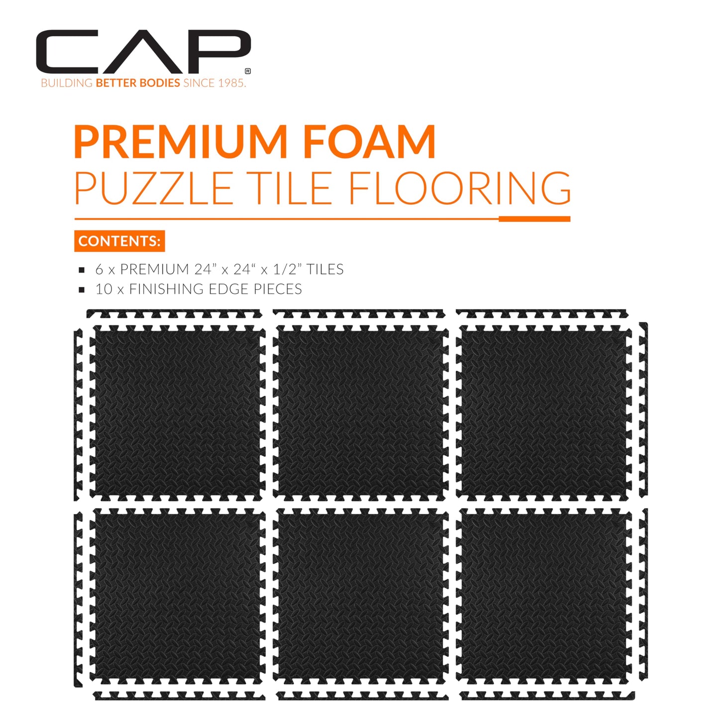 Cap Cap Puzzle Exercise Mat 24" x 24" x 1/2", 6 Pieces