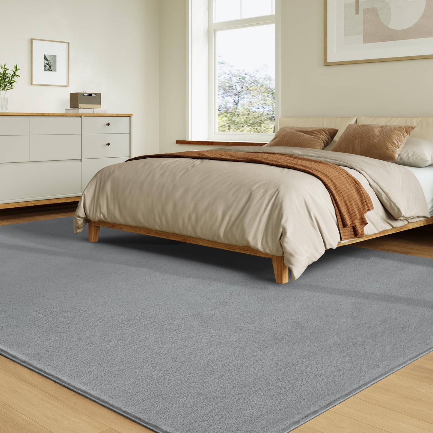 CASTLYE Solid Washable Area Rug - 3x5 Medium Pile Faux Cashmere Carpet for Living Room Bedroom, Grey