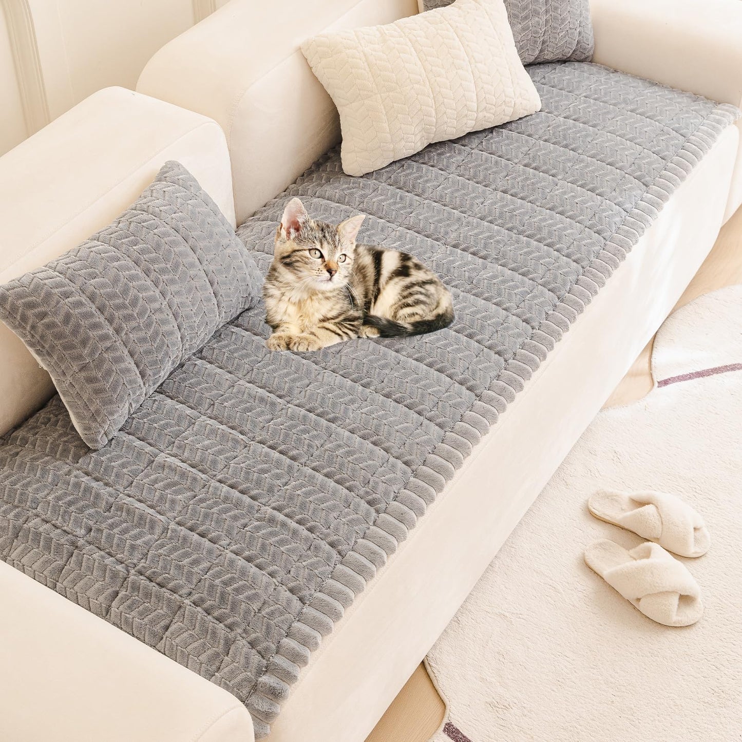 Mivnue Pet Couch Cover Protector Sofa Covers for Pets Washable Non Slip Couches and Sofas Dog Mat (Grey, 27.6" x 59.1")