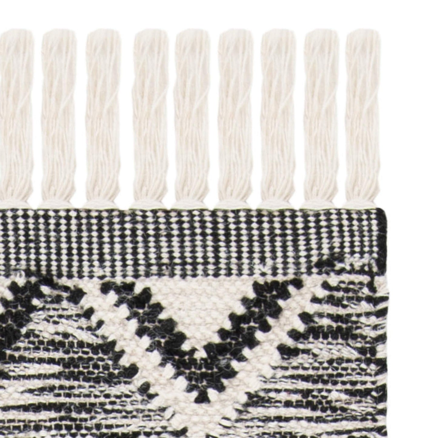 SAFAVIEH Kenya Collection Runner Rug - 2'3" x 8', Black & Ivory, Hand-Knotted Moroccan Tribal Tassel Wool, Ideal for High Traffic Areas in Living Room, Bedroom (KNY906H)