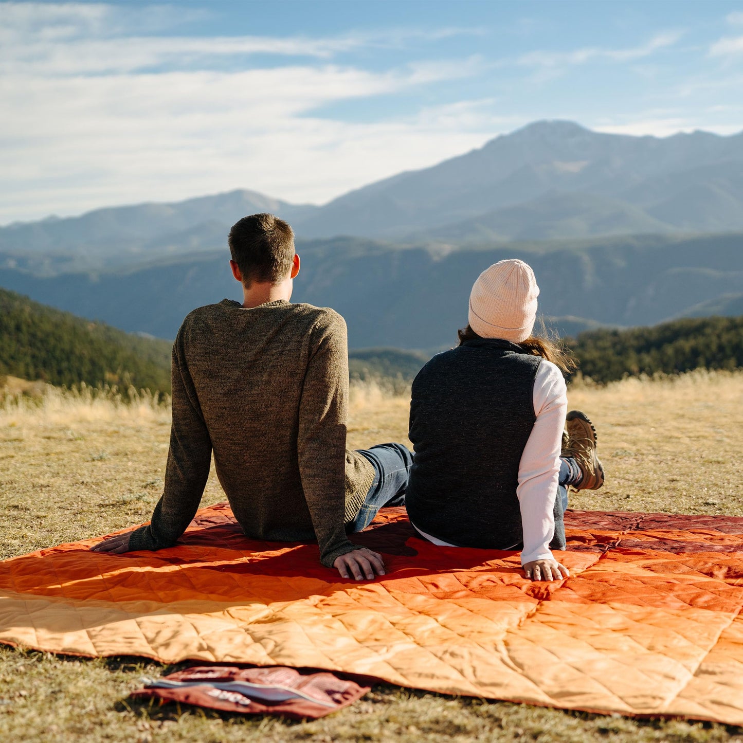 CORE Outdoor Weighted Blanket | Packable Waterproof Picnic Blanket, Beach Mat, Tent Camping Rug, & Stadium Blanket | Large Portable 94" x 78" Quilt Design with Built-in Straps and Carry Handle