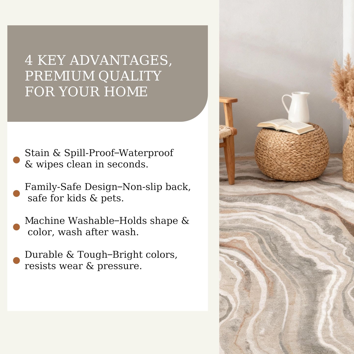 RICKY SERRA 2x3 Washable Doormat, Non-Slip Rug for Front Door, Bathroom & Kitchen - Low Pile Indoor/Outdoor Mat with Rubber Backing, Modern House Design