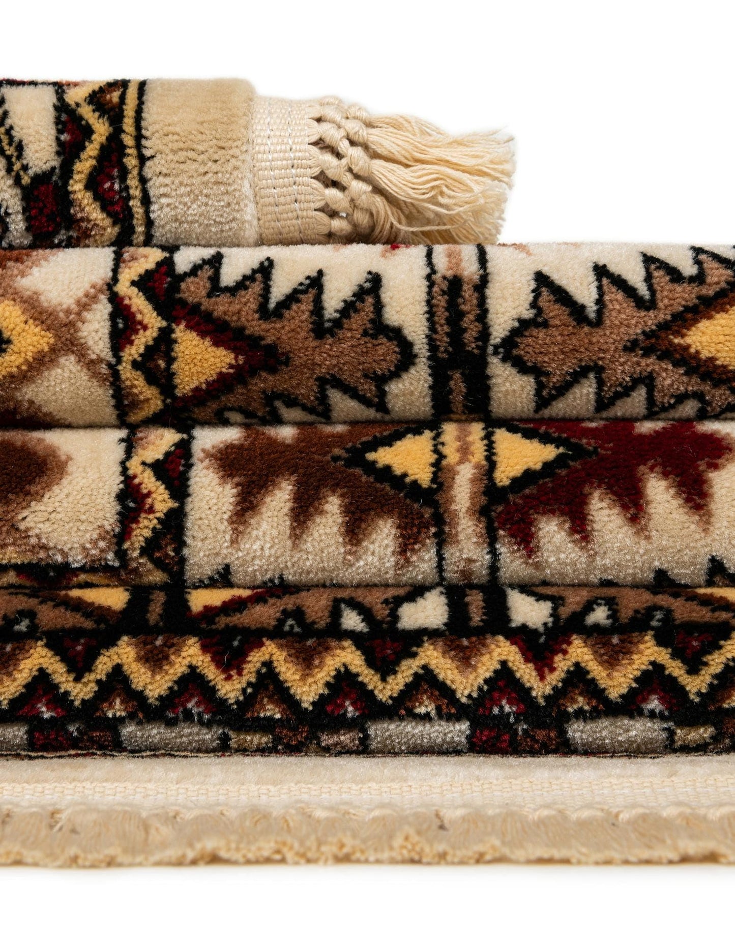 Rugs.com - Bokhara Rug – 5' 3 x 8' Beige Stain-Resistant Area Rug – Traditional Geometric Motif, Low-Pile Carpet for Living Rooms, Dining Rooms, and Home Offices
