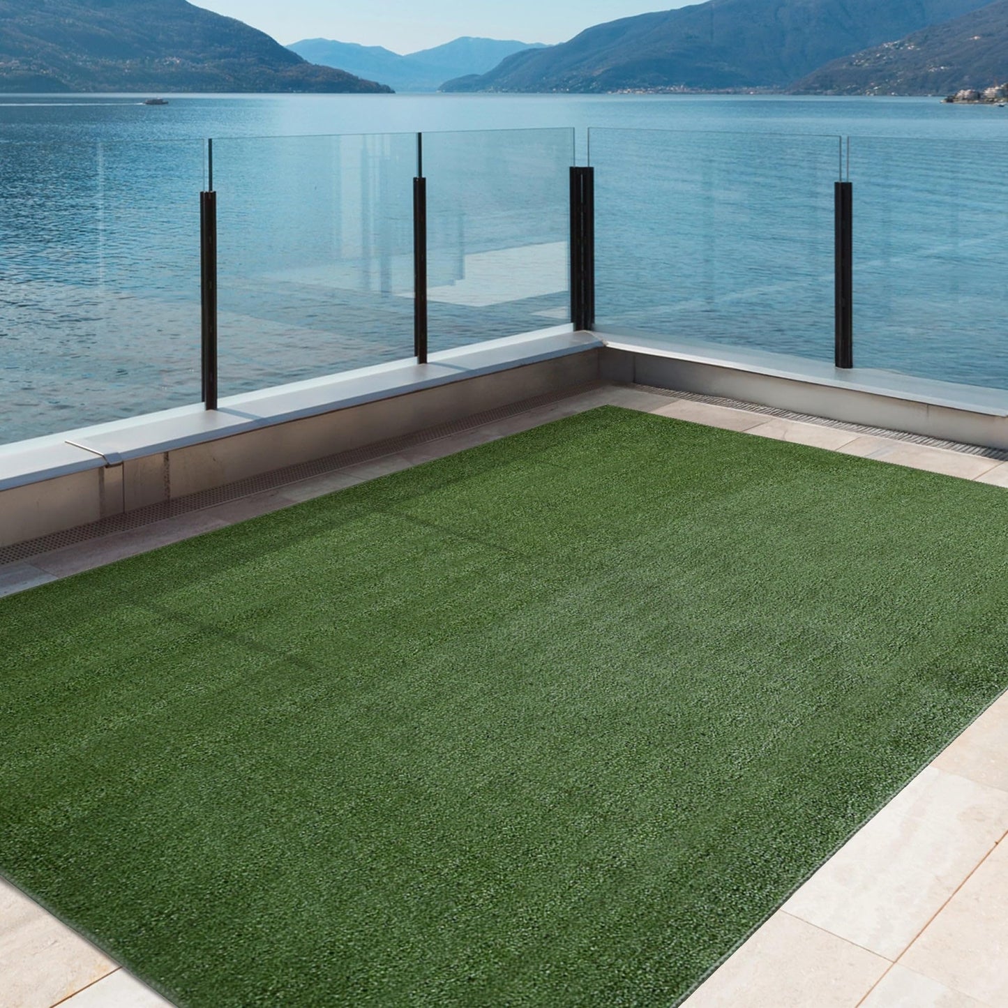 iCustomRug Synthetic Grass Rug – 4 x 12ft Lawn Green Turf Carpet for Patios, Yards, Boats, Camping – Indoor/Outdoor Use