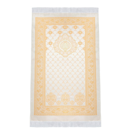 Prayer Rug Muslim Prayer Mat for Kids Men Women - Soft Thin Prayer Carpet Mats Islam for Eid Travel Ramadan, Mubarak Islamic Gifts (Champagne)