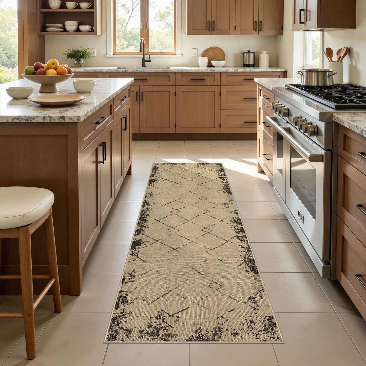 UERMEI 2x6 Outdoor Jute Runner Rug, Neutral Rugs Washable Farmhouse Patio Non Slip Runners Rug for Hallway Kitchen Bedroom Porch Laundry Bathroom Modern Brown