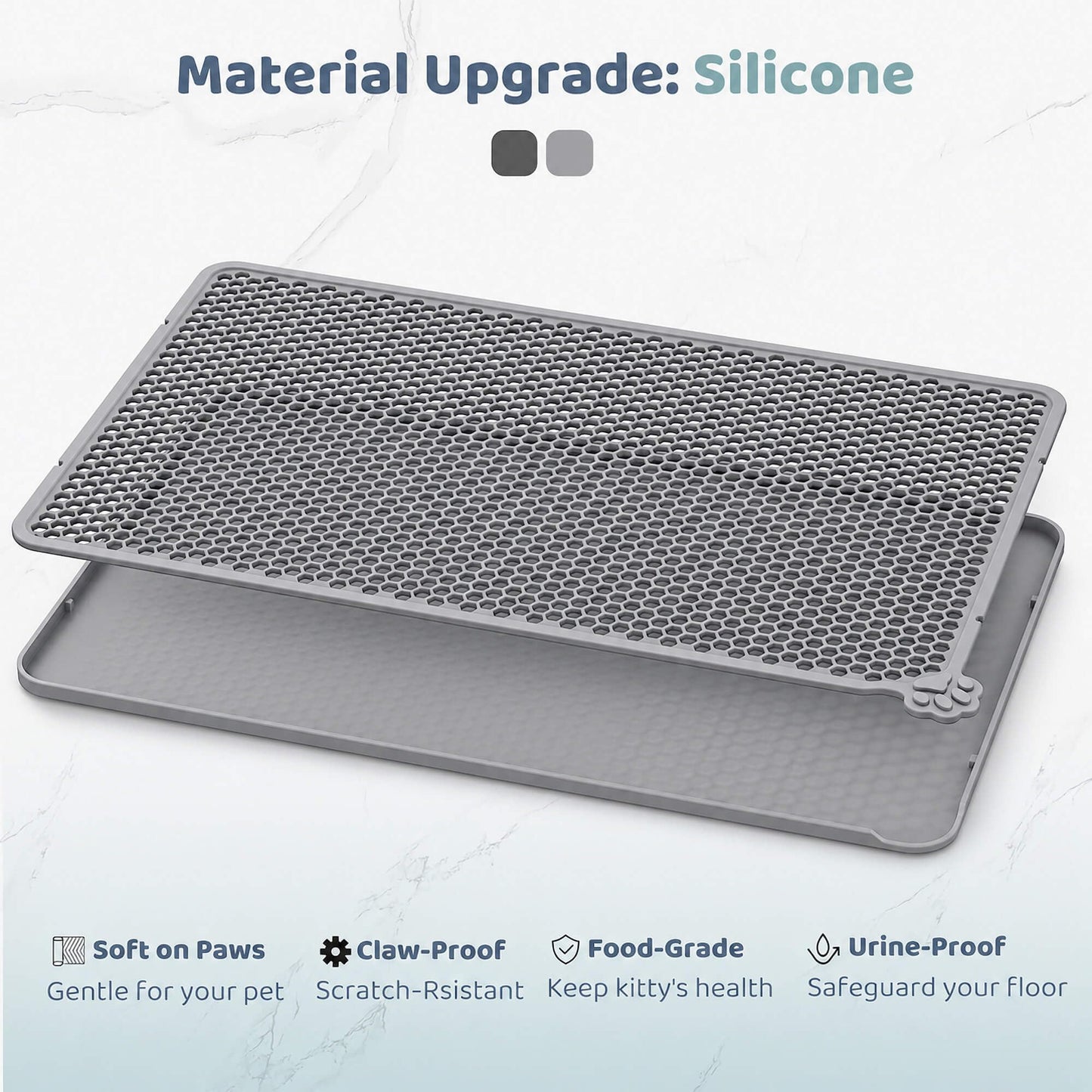 Purrersia Silicone Cat Litter Mat 24x15" Double Layer Honeycomb Non-Slip