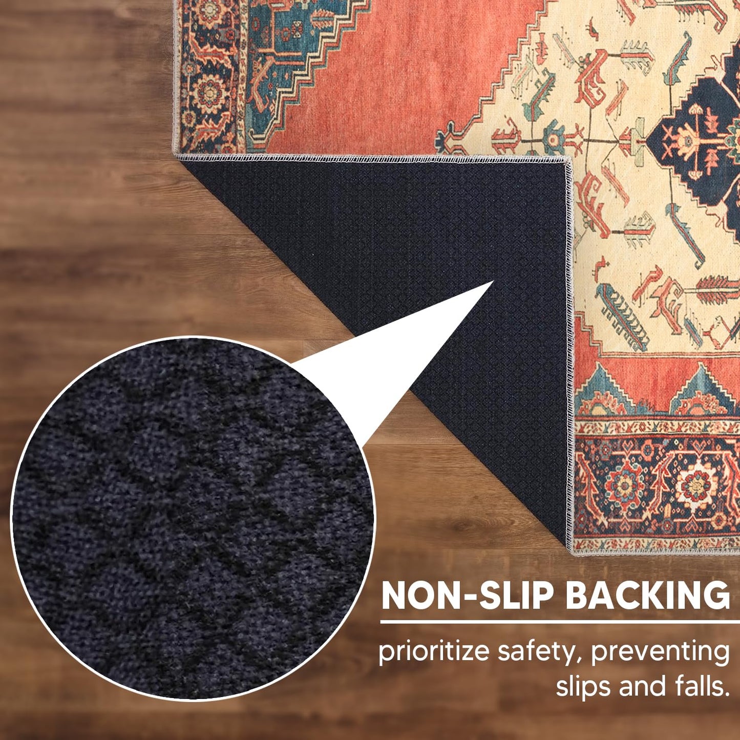 Keen Home Design 30"x84" Rug - Machine Washable Runner Rug with Non-Slip Backing, Ideal for Hallway, Entryway, Kitchen, Laundry Room - Vintage, Easy Clean, Durable, Low Pile Rug - (2'6" x 7')