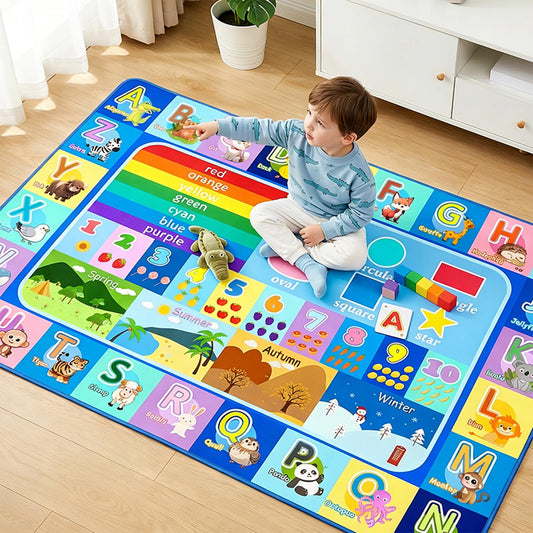 OGPJKEQR Kids Educational Area Rug 3x5, Non-Slip ABC Alphabet Rug for Playroom Bedroom, Learning Carpet with Numbers Animals Seasons, Classroom Nursery Floor Play Mat for Toddlers Boys Girls