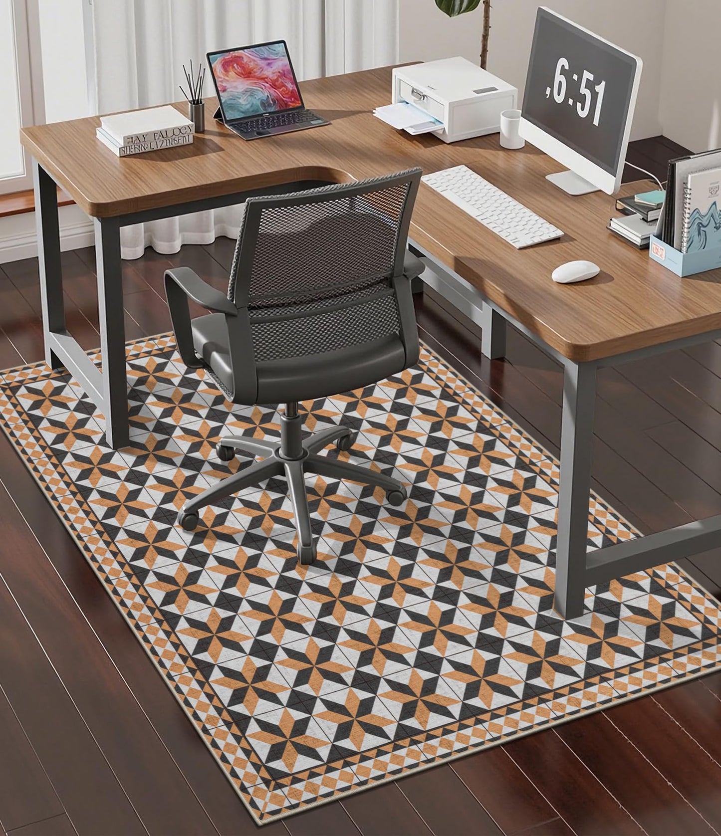 chakme Office Chair Mat for Hardwood Floor, 48"x36" Easy Glide Computer Desk Mat Protector for Rolling Chair Under Desk Rug Nonslip Backing, Machine Wash, (Plaid)