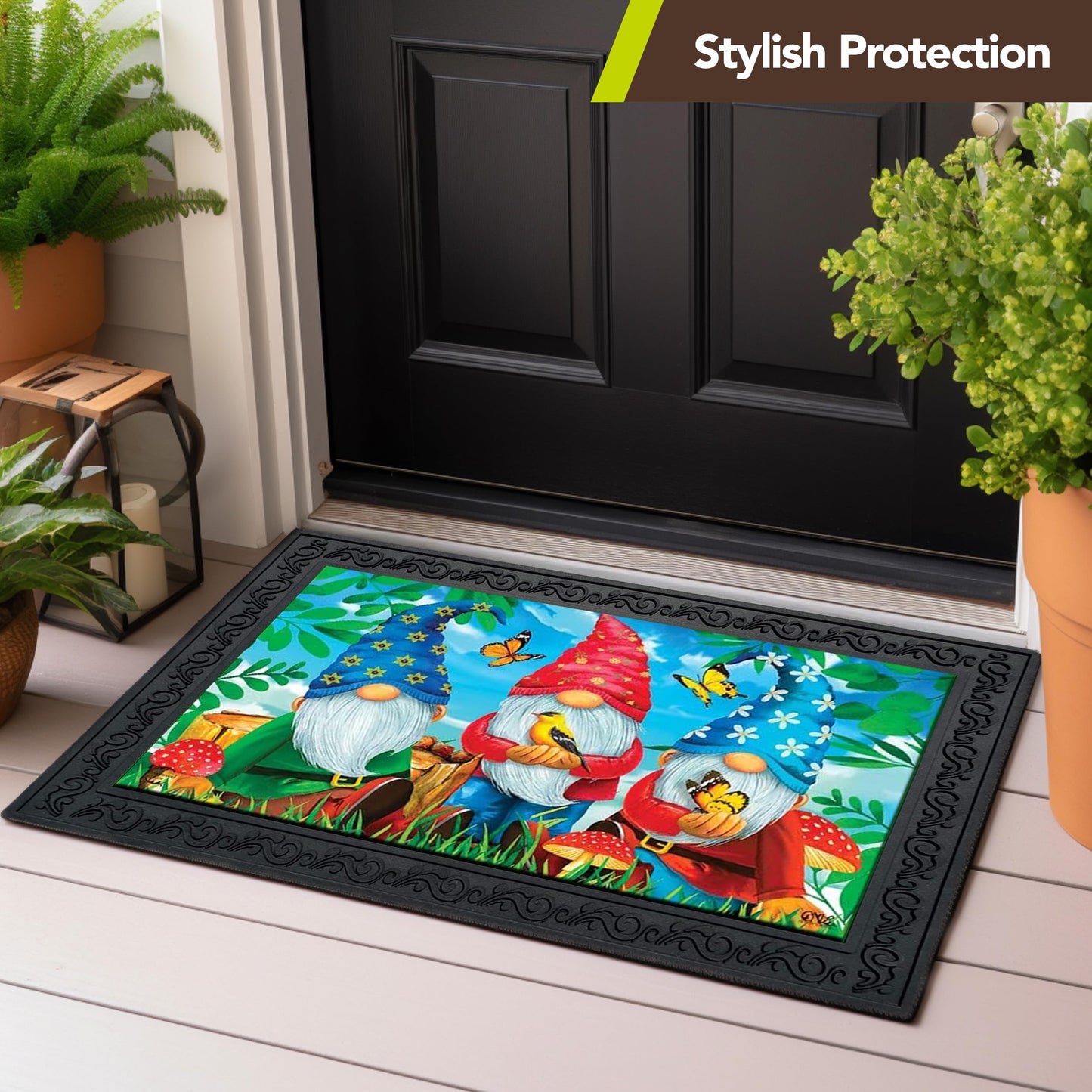 Briarwood Lane Outdoor Rubber Doormat Tray Floral Design
