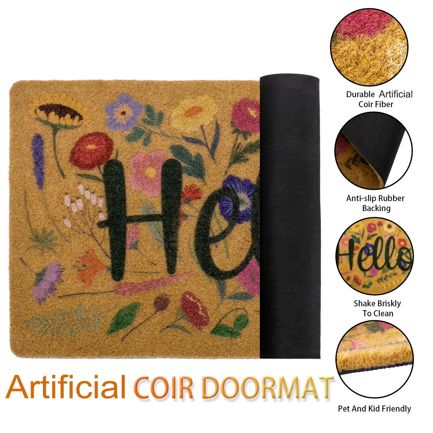 Eohak Spring Welcome Door Mats with Non-Slip Backing Flower Seasonal Door Mat for Farmhouse Door Mat Decoration 17 x 29 Inch
