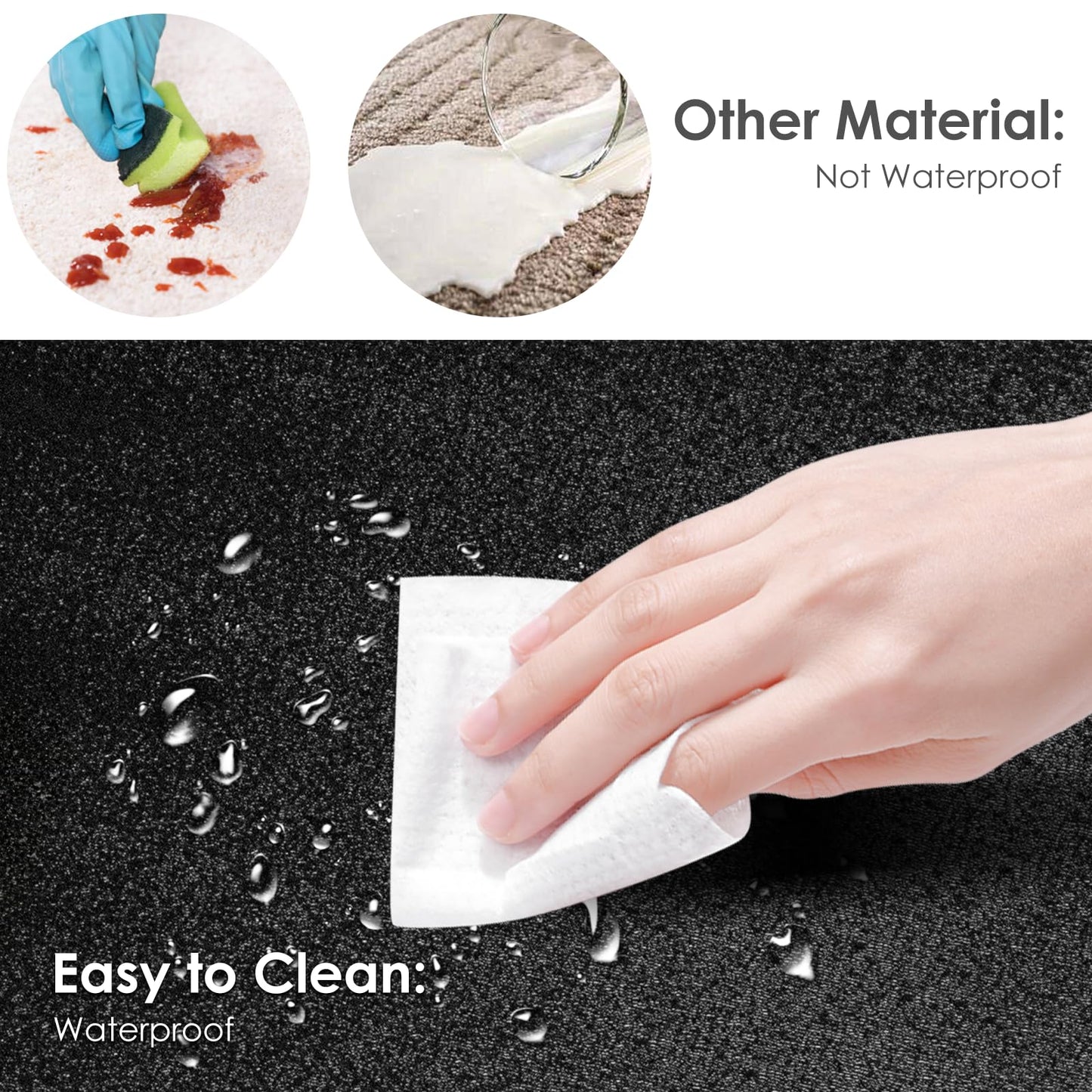 Vicwe Area Mat for Hard Floor, 3'×5'Area Rug for Home, PVC Non-Slip Floor Protector for Dining Room, Large Anti-Scratch Floor Mats for Laundry Room, Kitchen, Bedroom (Black)