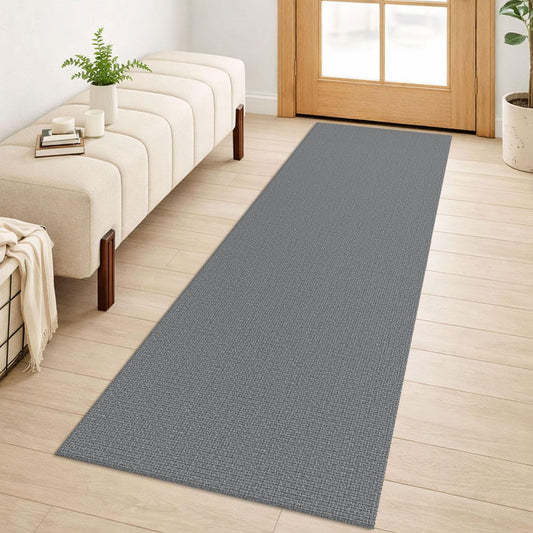 Lansny Washable Runner Rug 2x6 Runners for Hallway Braided Cotton Entryway Runner with Non Slip Backing Indoor Carpet Runners for Kitchen Bedroom, Grey