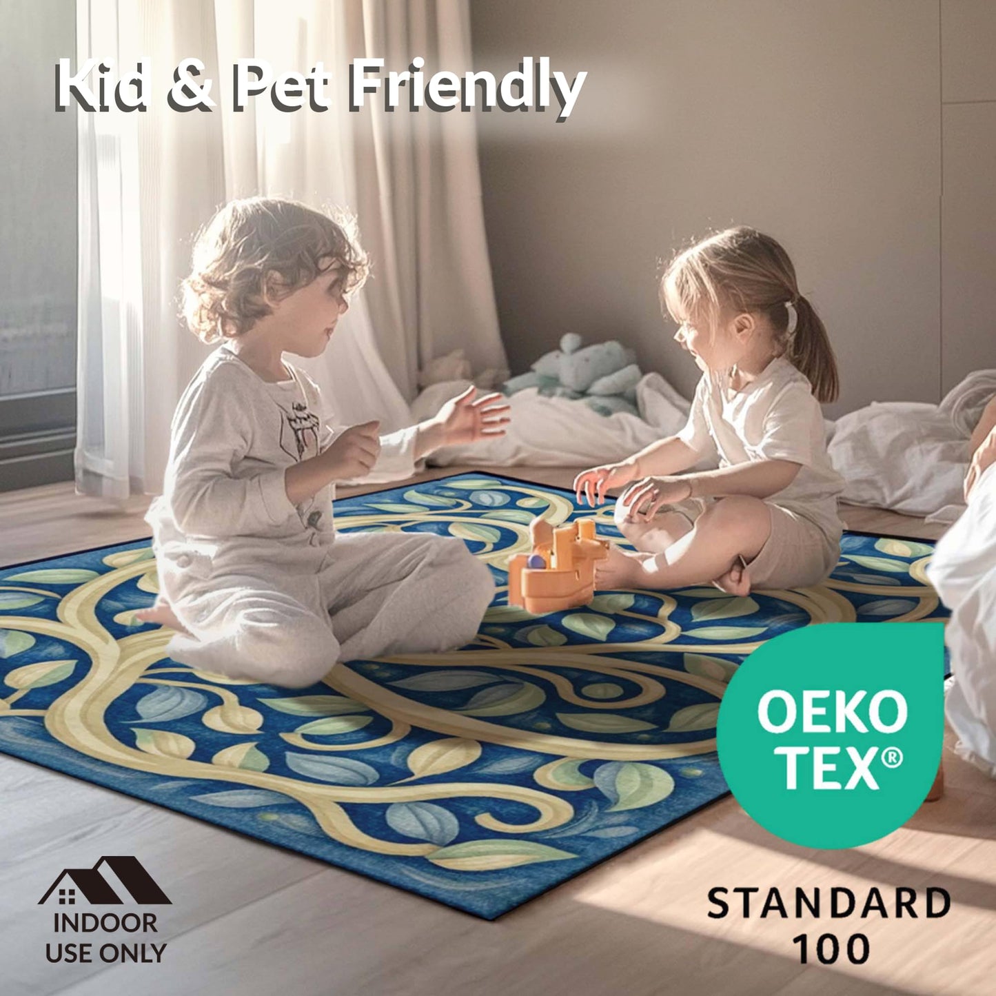 ODIKA Flatwoven High Traffic Area Rug 6x9, Pcs Interlocking Sound Absorbing for Music Studios, Non Slip, Stain Resistant, Washable Area Rugs for Living Room, Bedroom (Black, 6x9)