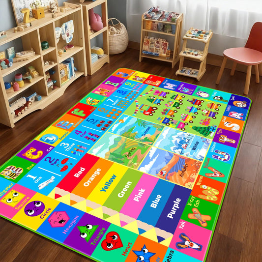Mfmiudole Kids Rug for Playroom, Soft & Non-Slip Educational Rug with ABC, Animals, Numbers, Floor Play Mat for Kid, Preschool Classroom Rugs Playmat for Nursery Kids (59X39.4 inch, Season&Month)