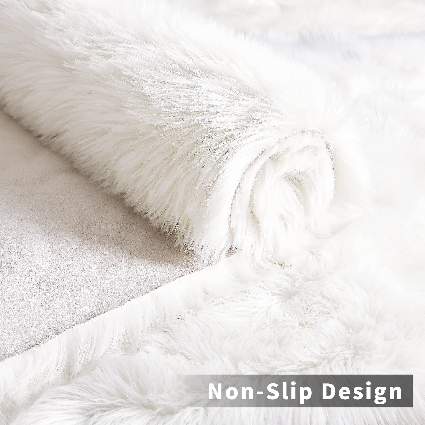 Noahas White Faux Fur Rug,Luxury Fluffy Rugs for Bedroom,2 x 3 Feet Washable Area Rugs,Sheepskin Bedroom Rug,Furry Carpet Small Shag Rug,Soft Throw Living Room,Kids Boys Girls Room Decor