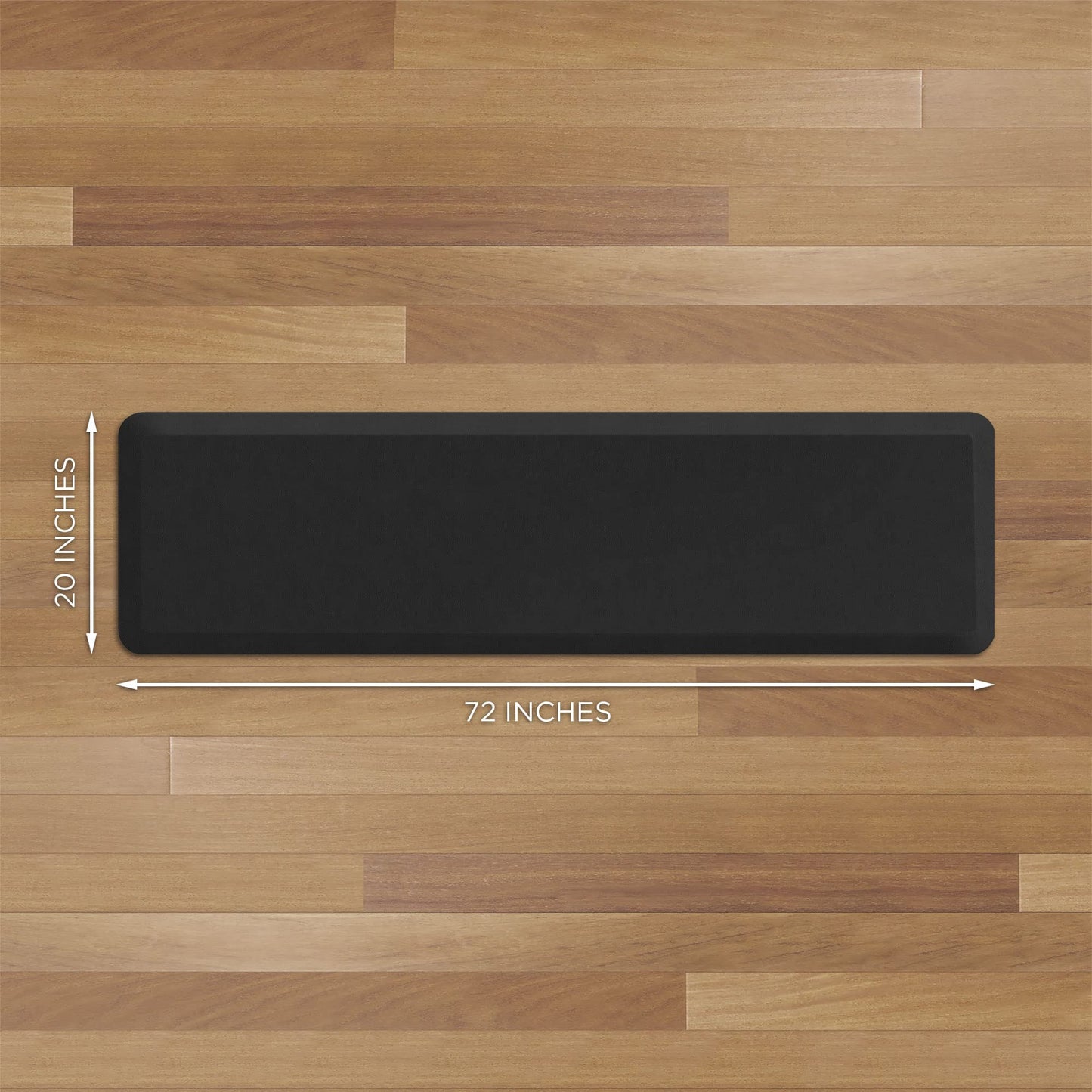 NewLife by GelPro Anti-Fatigue Nonslip 1/2" Thick Hard Floor Utility Mat for Garage, Patio and Kitchen, 20" x 72", Leather Grain Black