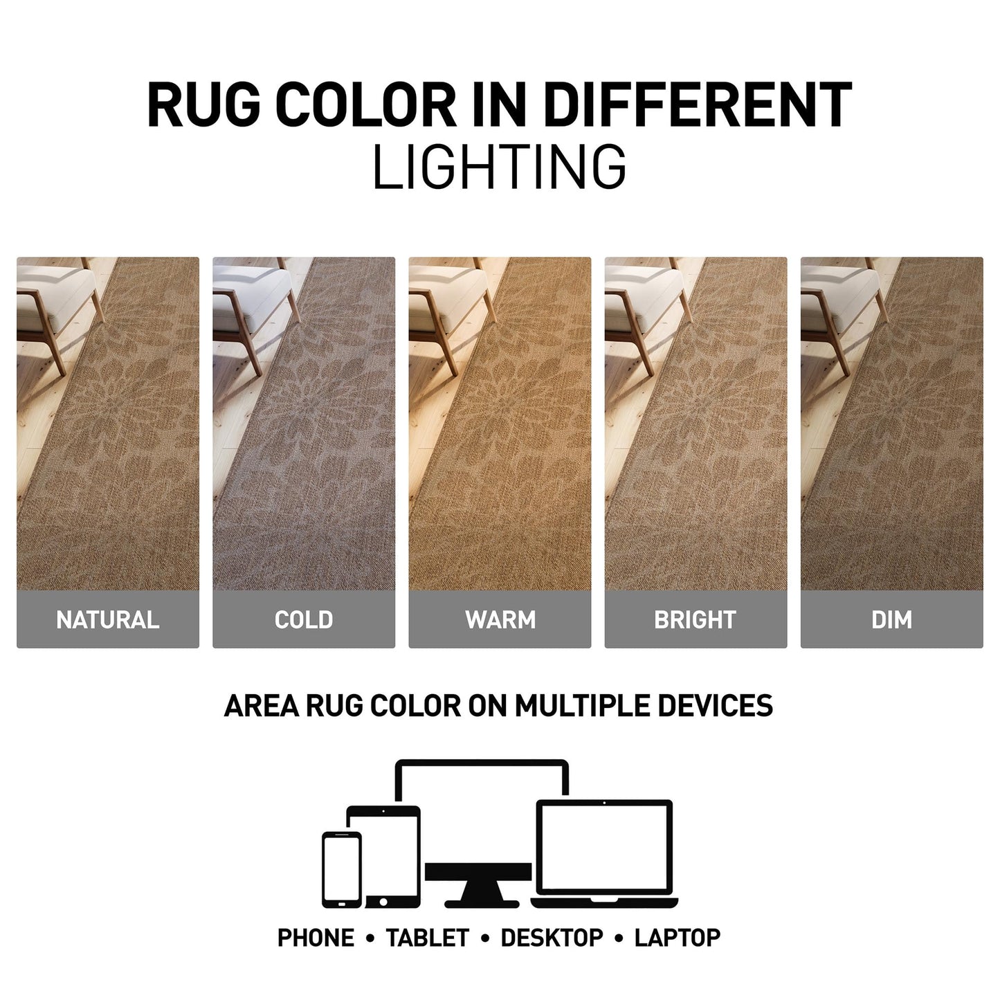 Rugshop Floral Indoor Outdoor Flat Woven Area Rug,Natural Jute-Style,Easy-Care Patio Rug for Backyard Porch Deck Balcony, 9' x 12' Sand/Natural