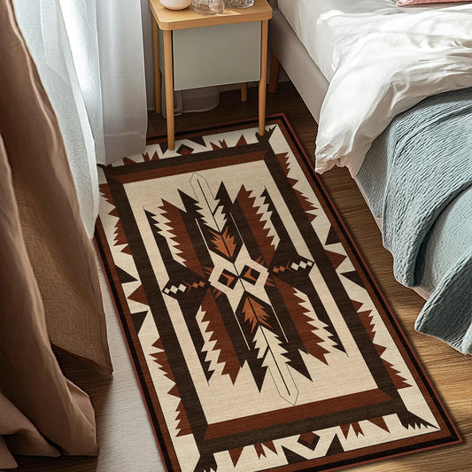 Cryvera 3x5 Western Aztec Area Rug for Bedroom Entryway Hallway Southwestern Rustic Rug Machine Washable Non-Slip Carpet for Bathroom Kitchen Bedside Dining Room