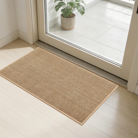 SMILOOL Front Door Mat Indoor Entrance, 17" x 30" Non-Slip Inside Door Mats for Entryway, Dirt Resistant and Absorbent Washable Doormat, Low Profile Entry Way Doormats, Floor Mats for House, Beige
