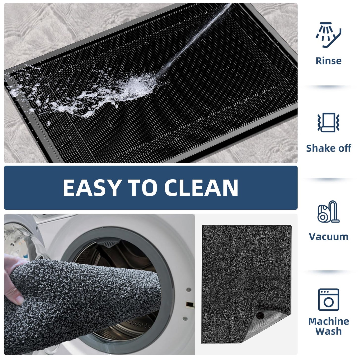BEHERO Front Door Mat Outside Entrance - 2-in-1 Wet & Dry Dual Deep Cleaning Shoe Mats, Heavy Duty Indoor and Outdoor Welcome Matt, 16" x 47"/24" x 31.5" Variable-Size Disinfectant Mat for Entryway
