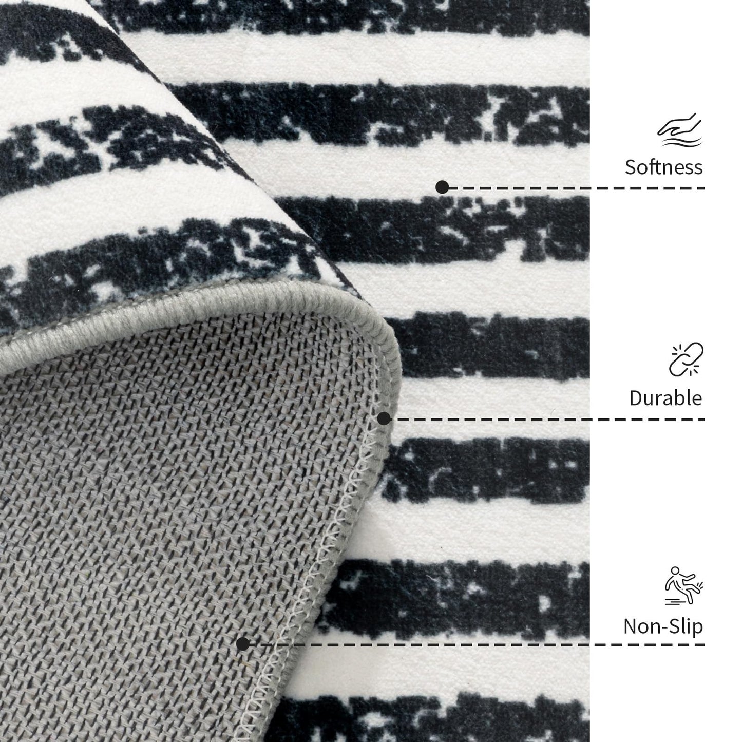 Washable 2x3 Modern Striped Area Rug, Abstract Small Throw Rug for Entryway