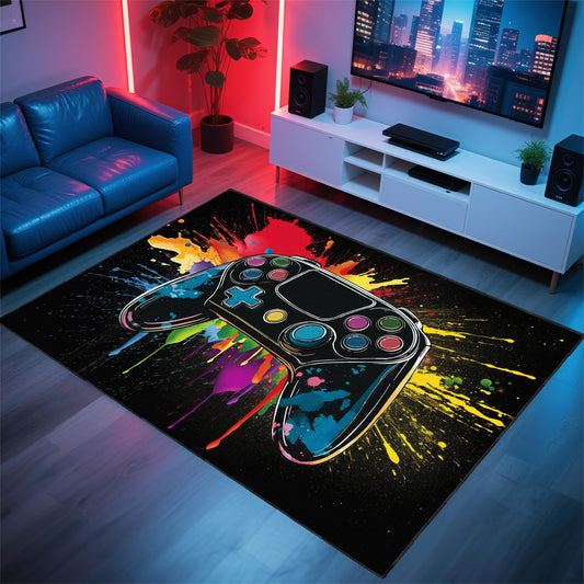 Vesocro Gaming Rug for Room,3x5 ft Non-Slip Cool Gamer Rugs for Bedroom Livingroom and Game Room Decor