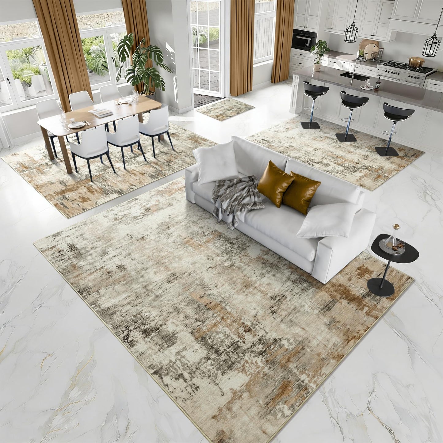ULTSOFE 5x7 Beige Washable Area Rug for Living Room Bedroom Large Carpet