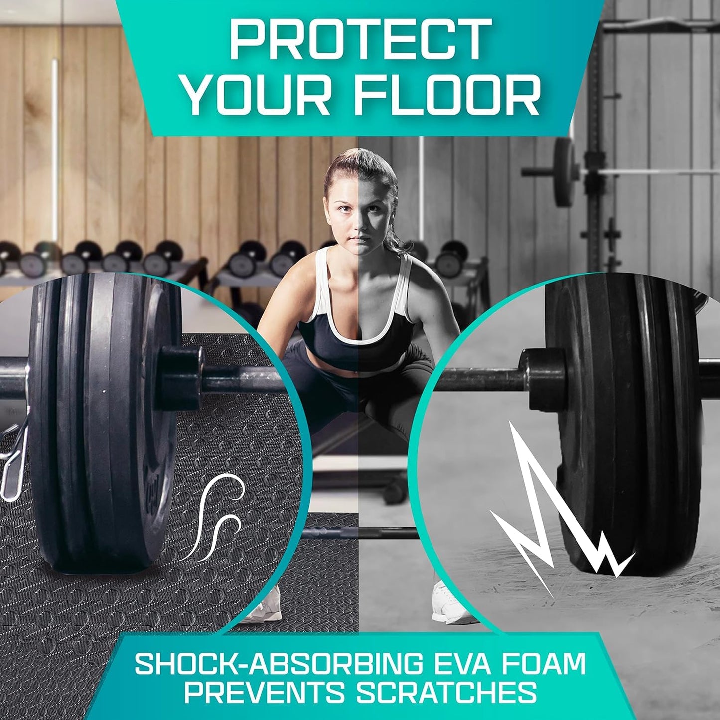 Yes4All Interlocking Exercise Foam Mats with Border – Floor for Gym Equipment Eva Tiles