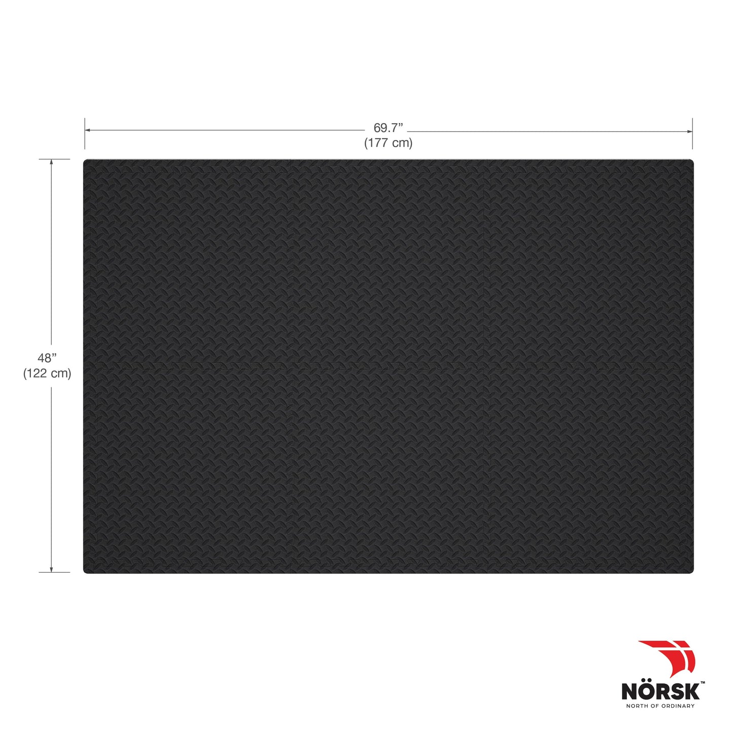 NÖRSK Duräflex Medium-Duty Reversible Interlocking Foam Floor Tiles, Diamond Plate Texture, Black/Blue, 24 X 24 X .47 in., 6-Pack (24 sq. ft.) (Black/Gray, 1.0" Thick)