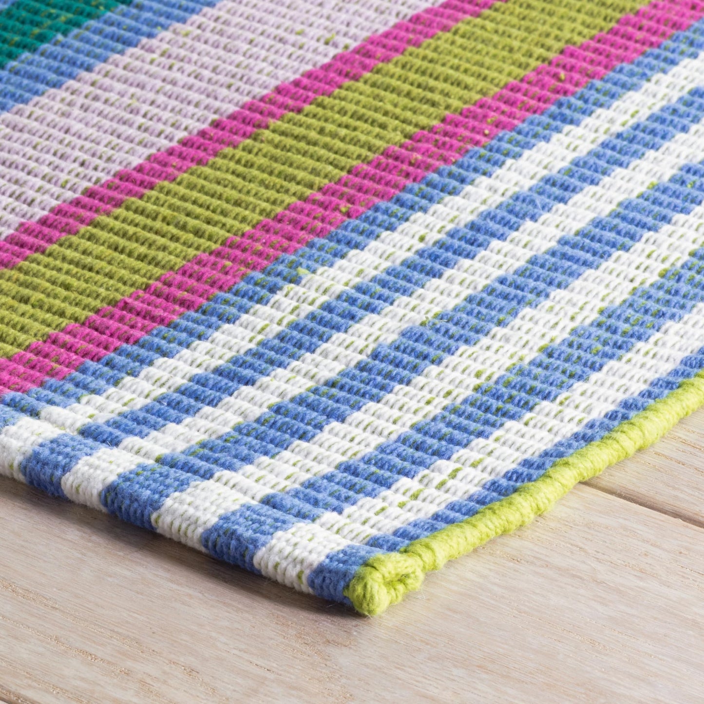 Dash & Albert Mellie Stripe Handwoven Cotton Rug, 2.5 X 8 Feet, Multicolored Stripe Pattern