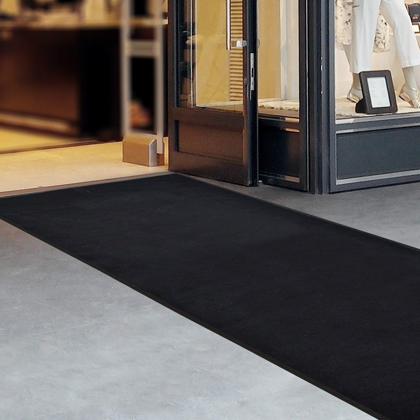 iCustomRug Heavy Duty Interior/Exterior Waterproof Utility Plush Pile Vinyl Back Runner,Mats,Area Rug, Non-Slip, for Doorway, Hallway, Commercial or Residential Use 4' X 8' Black