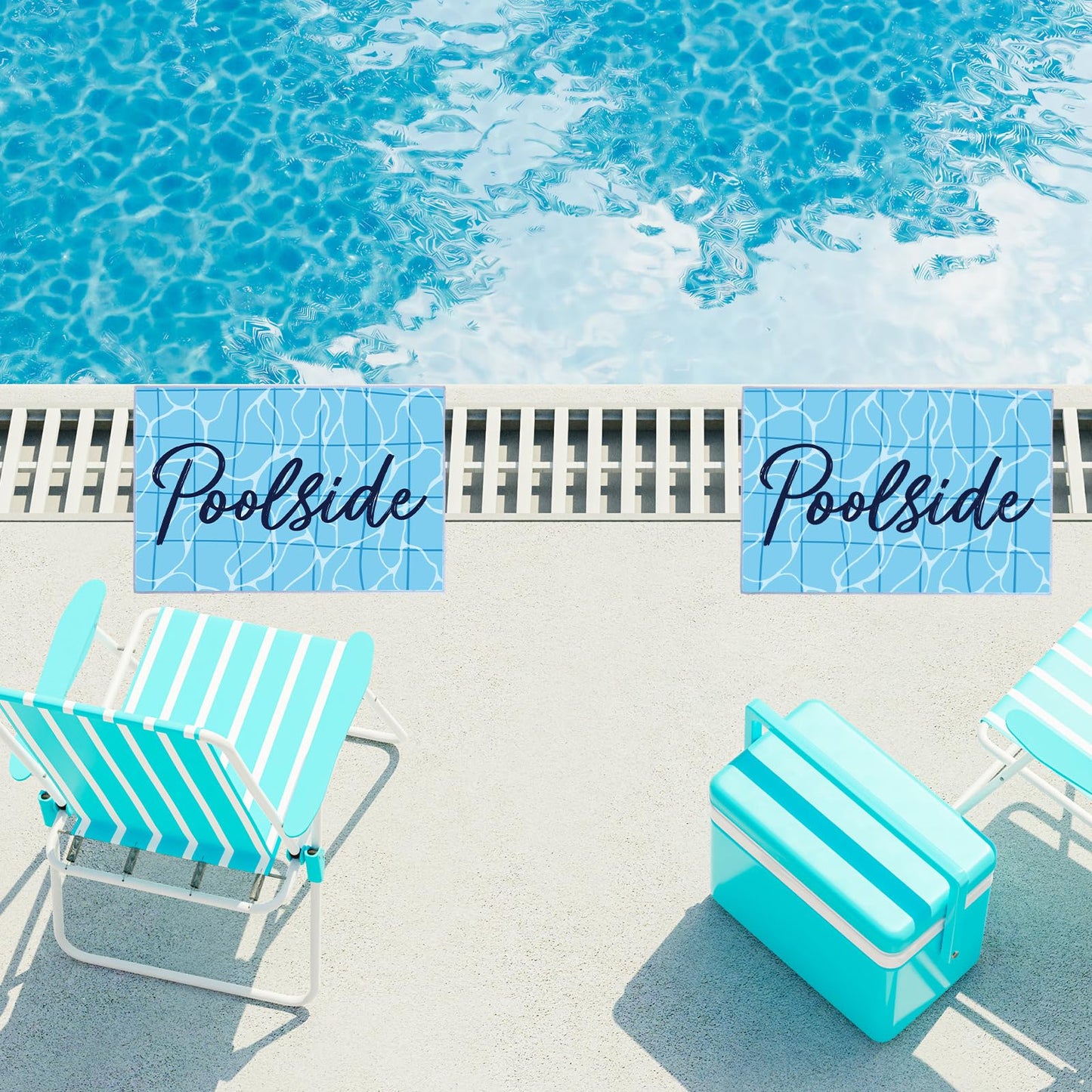 JarThenaAMCS Poolside Mat Blue Wave Pattern Pool Mat Non Slip Pool Deck Rug Waterproof Poolside Floor Pad for Indoor Outdoor Summer Beach Swimming Decorative