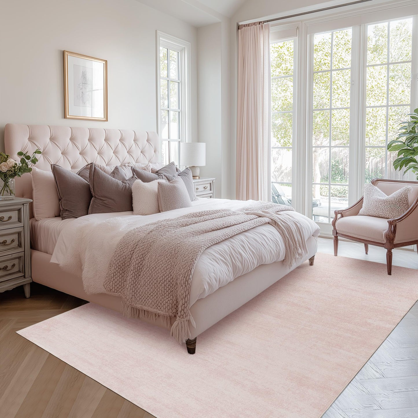 4x6 Rug for Girls Room, Washable Non Slip Boho Modern Pink Small Area Rugs for Entryway Bathroom Bedroom Kitchen