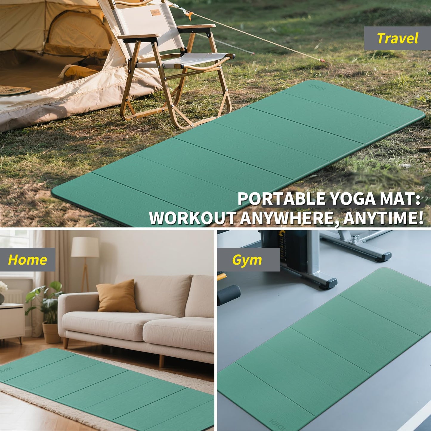 Foldable Yoga Mat Extra Large Wide 74"×31.5"